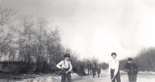 Finding beauty and enjoyment in Rosengard’s frozen waterway, in the early 1940s.