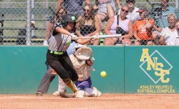 Eastman Wildcats hitter Sadie Church (36) bunts for a base hit against Central Energy during the final of Softball Manitoba's under-17 provincial championship at Ashley Neufeld Softball Complex on Sunday afternoon. (Perry Bergson/The Brandon Sun)
July 19, 2026