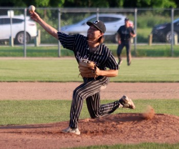 Cedric Lagasse swapped jersey numbers from #2 to #37 to great effect, giving up just two baserunners in Carillon's finals-clinching win July 21. (Cassidy Dankochik The Carillon)