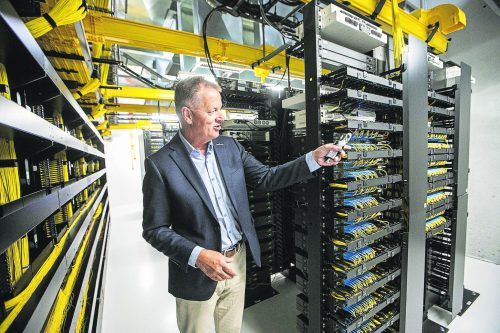 MIKAELA MACKENZIE WINNIPEG FREE PRESS ARCHIVES 

Valley Fiber is bringing its high-speed internet to Middlebro, one of 50 communities in the province to get high-speed internet, thanks to a federal government grant. In the photo, Conley Kehler, co-founding partner and executive director of strategic partnerships at Valley Fiber, in the company’s server room in Winkler last year.