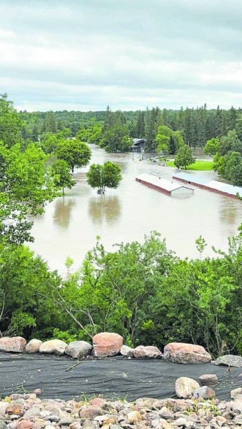 The Gilbert Plains Country Club storage sheds and clubhouse are shown impacted by significant flooding due to rainfall on Monday and Tuesday. As a result, the Golf Manitoba women's amateur and men's mid-amateur were cancelled this week. (Submitted)
