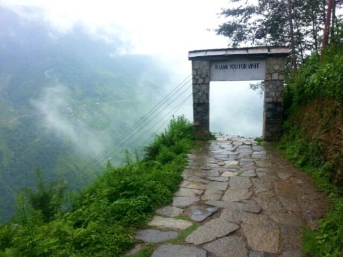 Leaving a mountainous Himalayan village.