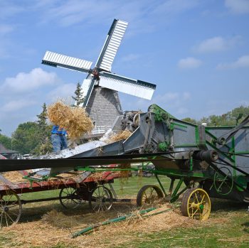 Pioneer Days features demonstrations of summer farming activities like threshing.