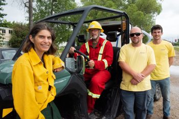 SVJETLANA MLINAREVIC THE CARILLON
Stuartburn Prescribed Burn Association board members (from left to right) president and co-founder Laura Reeves, secretary treasurer Dan Rapinda, co-founder and trainer Bert Baumgartner, and director-at-large Kale Cohen were on hand to train people from the Southeast, Winnipeg, and the Interlake in Vita on Aug. 15, 2026, about how to properly and successfully conduct a prescribed burn. The association is the only one of its kind in Manitoba.