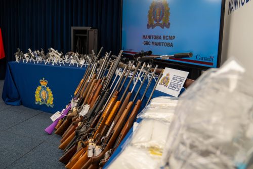 RCMP HANDOUT 

Weapons and drugs seized by RCMP and Winkler Police officers during Project Dolor, a 19-month investigation into drug trafficking that included nine policing and justice departments in Manitoba and the United States. Fifteen people were arrested and 10 kilograms of illegal drugs plus multiple weapons were seized. One of those arrested is David Penner, 47, who lives near Tolstoi.