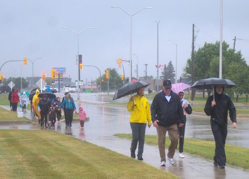 GRAHAM WALKER THE CARILLON 

Despite inclement weather, 24 dedicated Peace Trekkers ranging in ages of three to 94 years old set out from MHV for a 5 km walk in support of those struggling with mental health challenges.