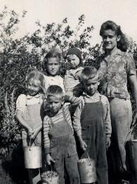 Picking berries on our Rosengard farm, 1947.