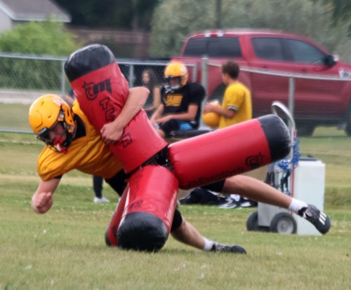 The Steinbach Pistons hockey team and Steinbach Regional Sabres football teams opened up their training camps last week. (Cassidy Dankochik The Carillon)