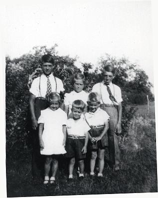 Six siblings of the Falk family, ca. 1947.