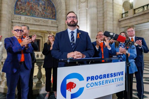 MIKE DEAL WINNIPEG FREE PRESS 

PC MLA Konrad Narth (La Vérendrye) was selected by the PC caucus to be the next leader of the party Tuesday morning prior to question period.