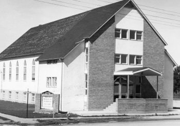 CARILLON ARCHIVES 

The Mennonite Brethren Church, organized in 1927, built their second church at the corner of Second Street and Lumber Avenue in 1947, remodelled it in 1957 and added an extensive education annex in 1970.