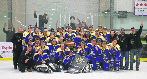 The Niverville Clippers are the 2025 HTJHL champions, defeating the Springfield Xtreme 3-2 in the best-of-seven final. (Cassidy Dankochik The Carillon)